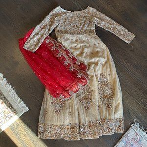 Gold and Red Embroidered Gown